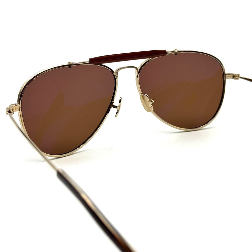 Eyevan Sunglasses Astro G Gold Aviator Frame Brown Lens 57-14-145 New Authentic - Picture 7 of 15